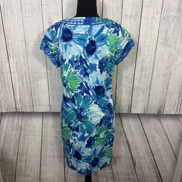 Pappagallo Women's Size 6 Island Blue Mood Cap Sleeve V-Neck Dress - Picture 4 of 8